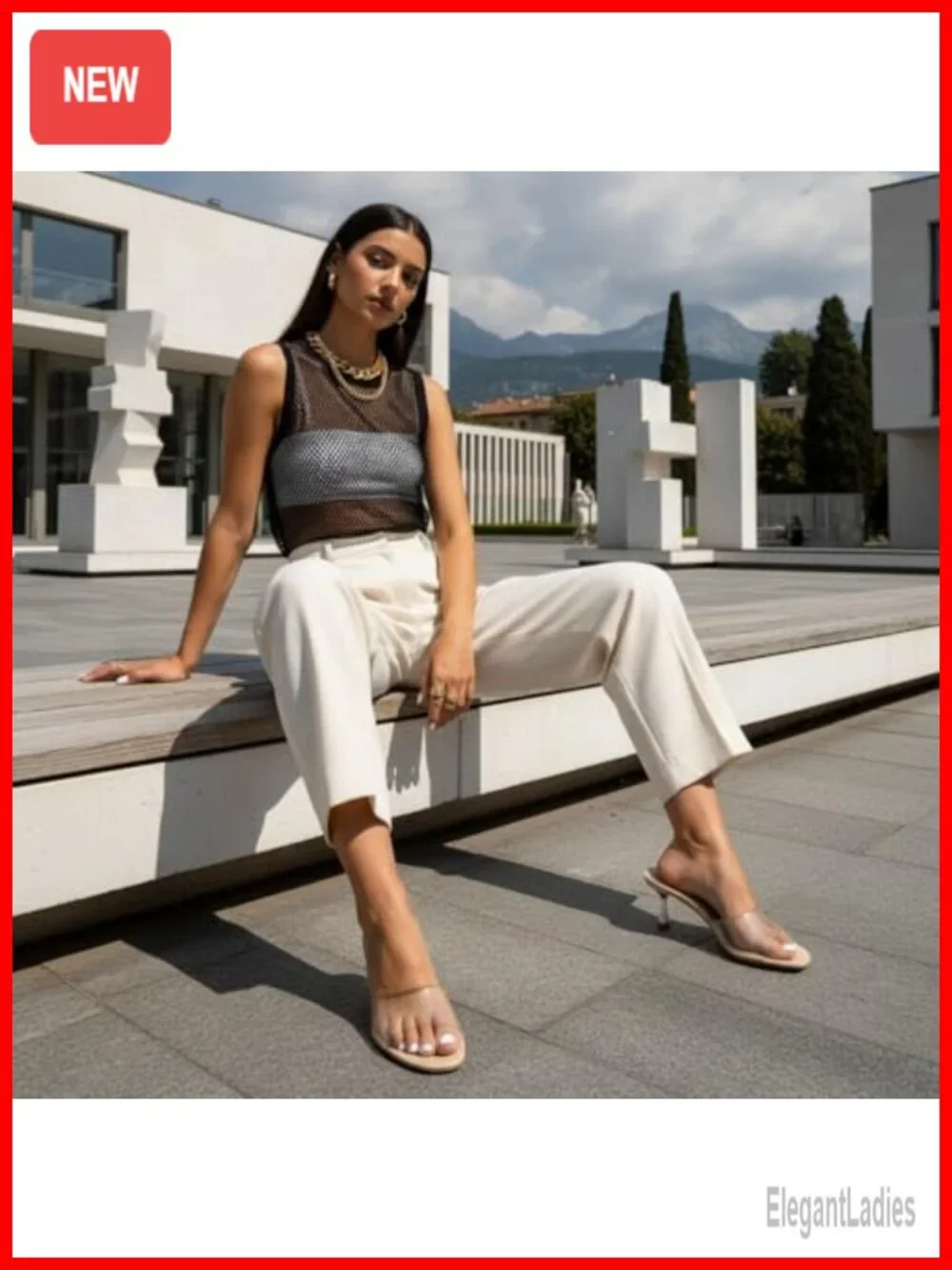 Kitten Heel Mules Slip-On Low Heels Clear Transparent Strap Dressy Sandals